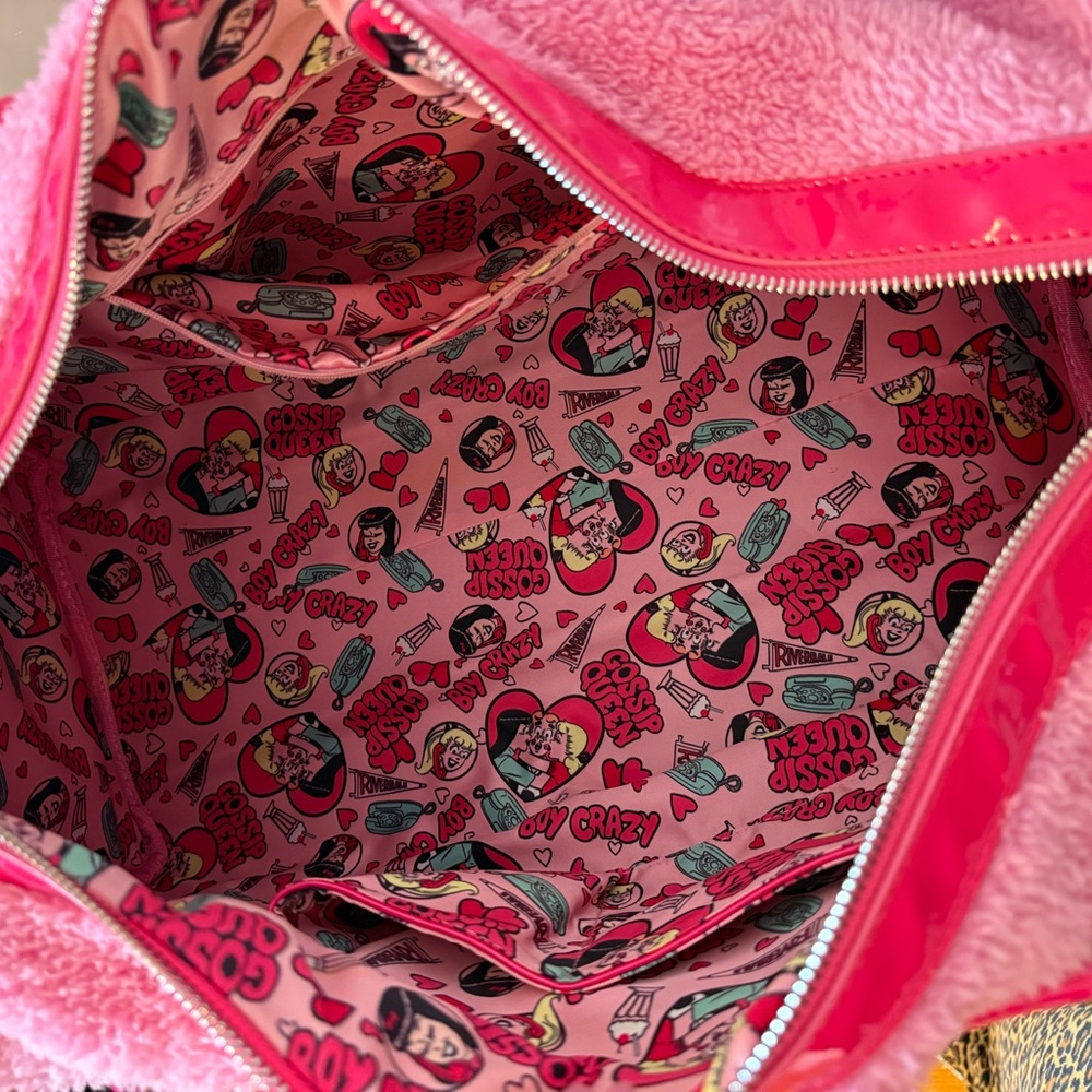 Pink Fuzzy Tote Bag with Fun Patches - Picture 8 of 8